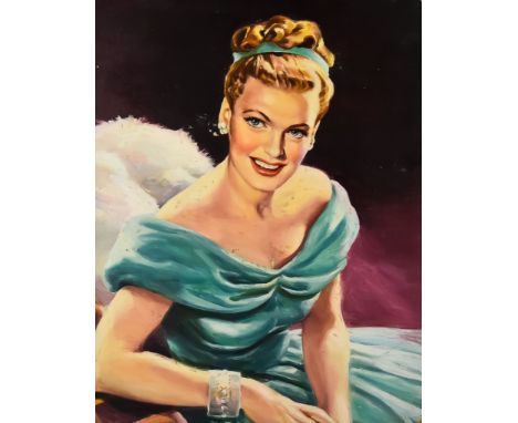 Jack Grandfield (1911-1949) - Two gouache paintings - Half-length portrait of a lady in jade evening gown, circa 1940s, artis