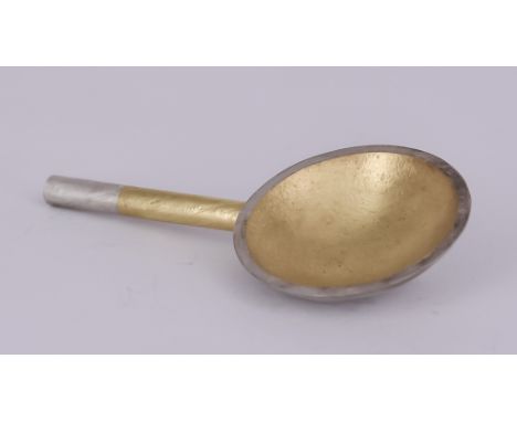 An Elizabeth II Silver and Silver Gilt "Golden" Caddy Spoon, by Samuel Waterhouse, Sheffield 2018, of matted finish with circ