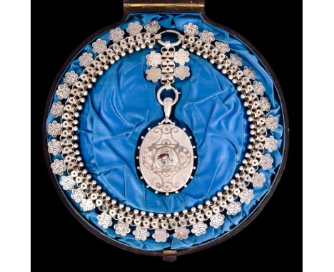 A Victorian Silver Necklace, with suspended locket, hallmarked Birmingham 1882, necklace with suspended locket and enamelled 