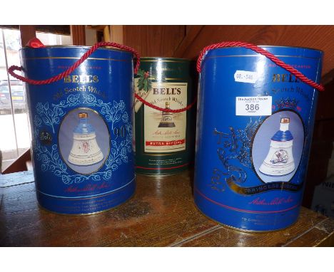 Three Bell's Scotch Whisky commemorative decanters (unopened)