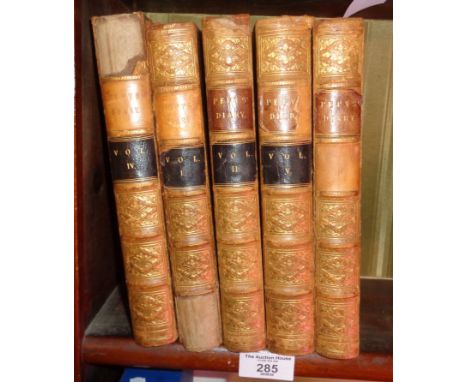 1828 5 volume (complete set) of "Samuel Pepys Memoirs"