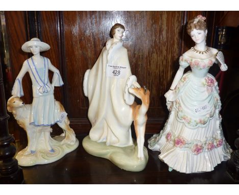 Royal Doulton china lady figurine "Constance", Royal Worcester china figurine "Clara 1925" and a Royal Worcester figure "A Ro