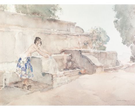 SIR WILLIAM RUSSELL FLINT ARTIST SIGNED COLOUR PRINT 'Isabella of Lucenay' Signed in pencil and with blind stamp 19 ½" x 26" 