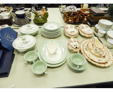 COPELAND SPODE PART DINNER AND TEA SERVICE, including a pair of lidded tureens, THREE SIMILAR CONSOMMÉ CUPS AND SAUCERS, and 