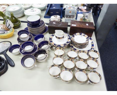 EARLY TWENTIETH CENTURY OSBORNE CHINA 'EMO' PATTERN TEA SERVICE FOR 12 PERSONS, 39 PIECES (ONE CUP A.F.) WITH ROYAL BLUE FLOR