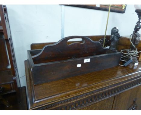 BUTLERS LARGE TWO DIVISION CUTLERY TROUGH,  WITH CENTRE CUT OUT HANDLE, 23 1/2" LONG, 12" WIDE 