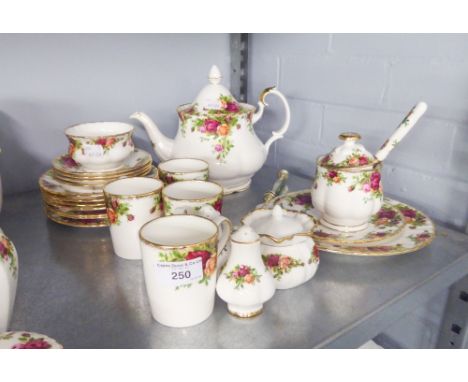 ROYAL ALBERT CHINA 'OLD COUNTRY ROSES' TEA WARES ETC... 23 pieces viz TEAPOT, SUGAR BASIN, FOUR MUGS, FOUR SAUCERS, SEVEN SID