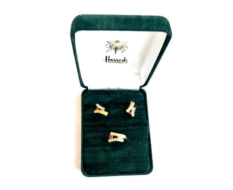 Boxed harrods stone set earrings and ring set 