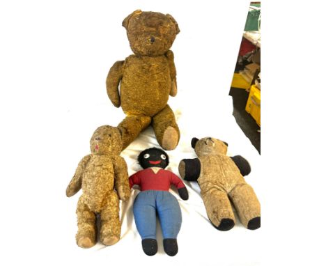 Selection of vintage teddies includes straw filled, robertsons etc 