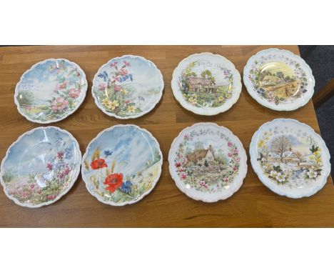 Royal Albert Set of 4 Cottage Garden Year Series Decorative Plates and Royal Albert Set of 4 Flowers of the Hedgerow Decorati