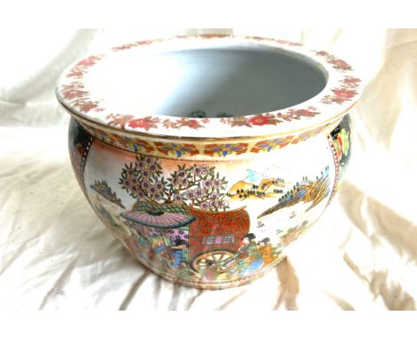 Vintage oriental fish bowl, approximate height 8 inches, diameter 10 inches 