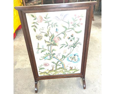 Edwardian tapestry fire screen, needle work embroidary approximate measurements: Height 34.5 inches Width  23 inches 