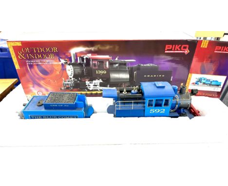 Boxed PIko G Scale Piko Blue Comet loco and tender 38241, 529 