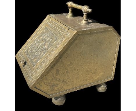 Vintage brass coal box 