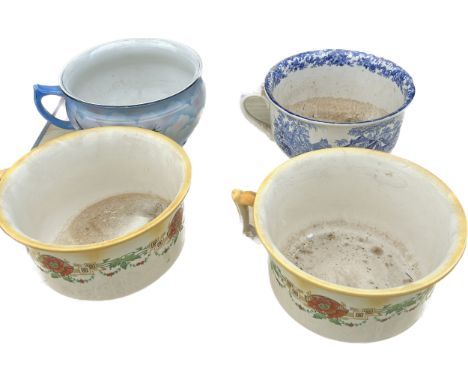 4 vintage ceramic chamber pots 