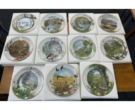 Selection of 11 Royal Worcester Peth Banett collectors plates includes the Wheatfields in August, a country path in may etc 