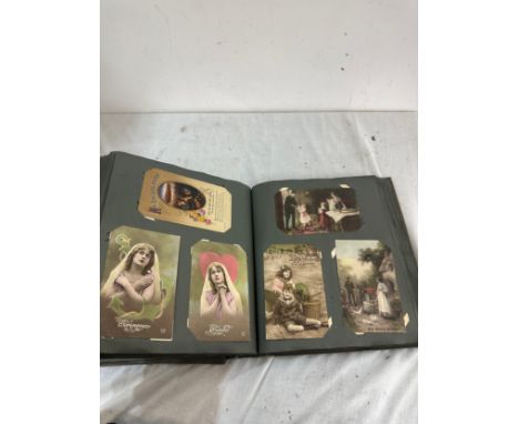 Vintage albums of 250 post cards includes WW1 era, sweetheart cards, greetings cards etc 