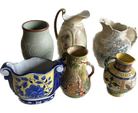 Selection 6 large vintage jugs, various makers, tallest measures approximately 