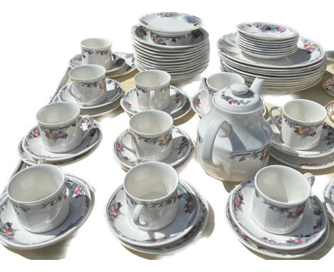 Large part tea / dinner set by Royal Doulton Autums glory approximately 14 cups, 12 bowls, 11 plates, 19 saucers, teapot, 12 