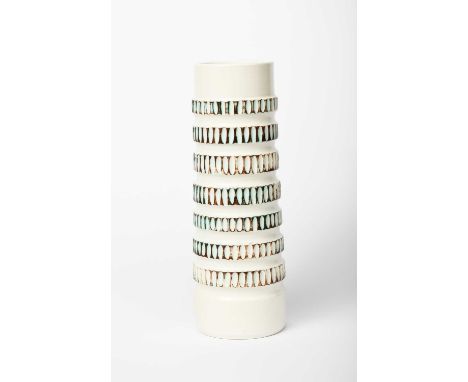 A Poole Pottery Studio vase probably designed by Robert Jefferson and thrown by Guy Sydenham, shape 85, cylindrical form with