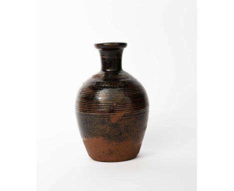 Φ William Bill Marshall (1923-2007)a Leach Pottery stoneware vase, shouldered form with flaring conical neck, incised grooves