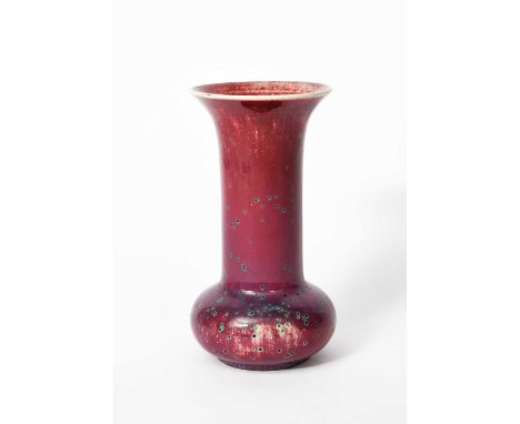 A Ruskin Pottery high-fired stoneware vase by William Howson-Taylor, dated 1933, ovoid with tall, flaring cylindrical neck, c