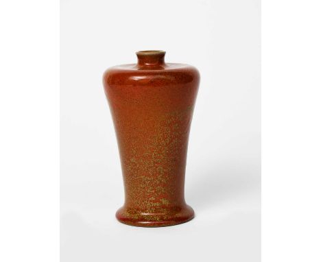 An unusual Ruskin Pottery stoneware Souffle vase by William Howson-Taylor, dated 1905, shape no.255, shouldered baluster form