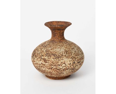 Φ Waistel Cooper (1921-2003)a small stoneware lamp base, ovoid with waisted neck, glazed ochrepainted W 14.5cm. high Provenan