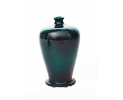 A Ruskin Pottery stoneware Souffle vase by William Howson-Taylor, dated 1906, shouldered form with short solifleur neck, cove