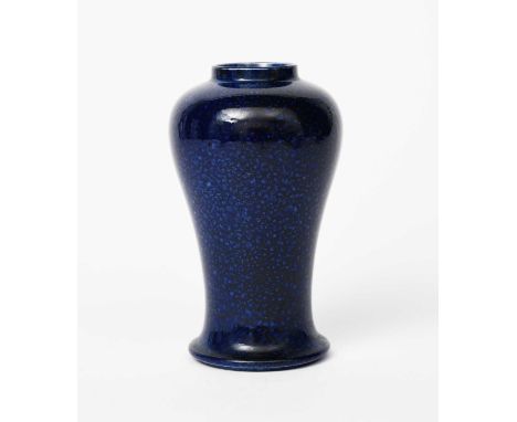 A Ruskin Pottery stoneware vase by William Howson-Taylor, dated 1912, baluster form, covered in a blue snakeskin glaze, impre