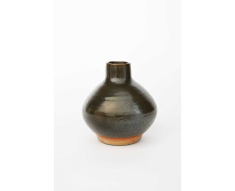 Bernard Leach CBE (1887-1979)a Leach Pottery stoneware vase, ovoid with short, collar rim, covered to the foot with a pitted 