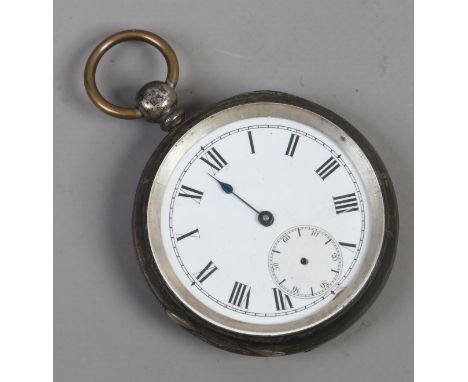 A Victorian silver pocket watch with enamel dial.