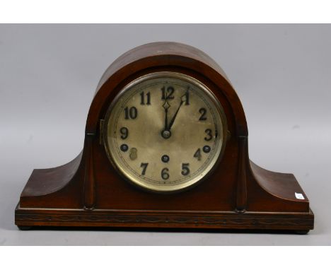 A mahogany cased eight day mantel clock Westminster chiming.