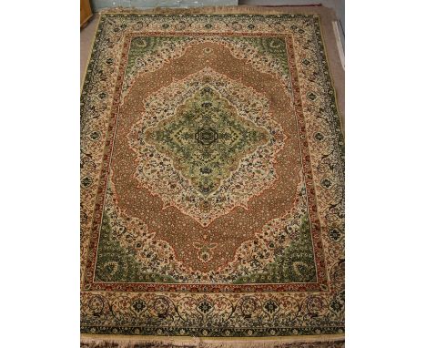 A heavy domestic Wilton wool carpet cream ground with floral design, manufactured in Israel by Carmel carpets, 3 metres x 2 m