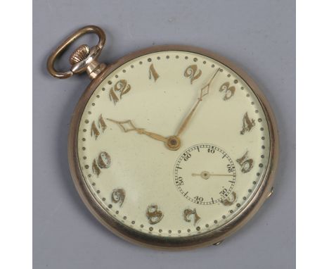 A gold plated Lanco Swiss made pocket watch with champagne coloured dial and second subsidiary dial.