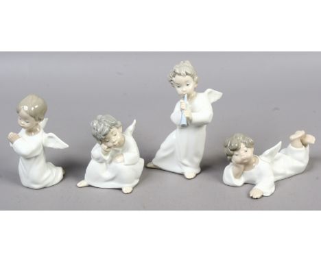 A collection of four Lladro figures of cherubs.