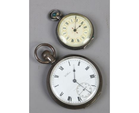 A silver cased pocket watch with white enamel dial Roman numeral marked assayed Birmingham 1908, along with a silver cased fo