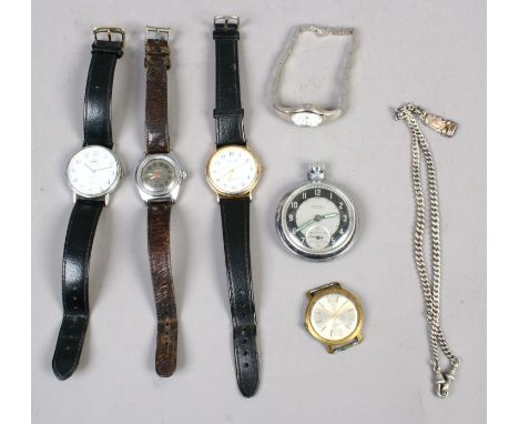 A collection of wristwatch to include Timex Indiglow, Avia quartz Ingersol ladies Pulsar and a Ingersol Triumph pocket watch.