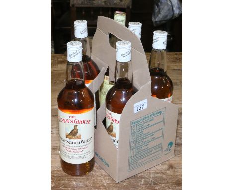 A case of five 75cl Famous Grouse Scotch Whisky along with a bottle of White Horse Scotch.