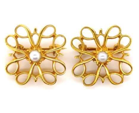 Two 10ct gold and pearl brooches marked AC 10k approx 2.8 grams weight