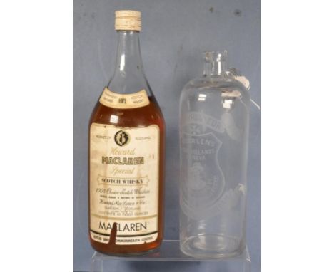 Vintage bottle Howard Maclaren scotch whisky volume 40 fluid ounces; together with a vintage Kiderlen's Schnapps glass carafe