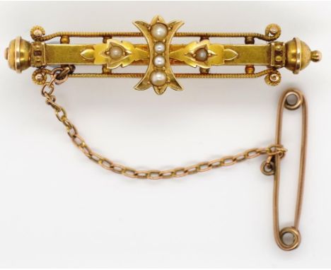Antique Australian 15ct gold and pearl brooch probably by Willis and Sons Melbourne C.1900s marked 15ct approx 6.1 grams tota