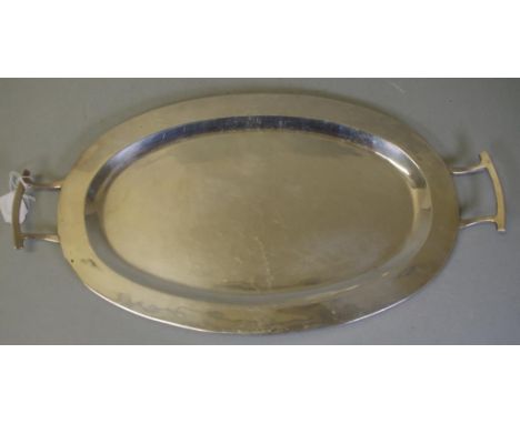 Valdes sterling silver serving tray dual handled, marked to base. Length 44cm approx. Weight 623grams approx.