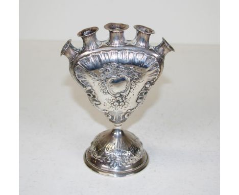 Victorian sterling silver five finger posy holder Hallmarked London 1858, weight 182 gms approx, height 15cm approx,