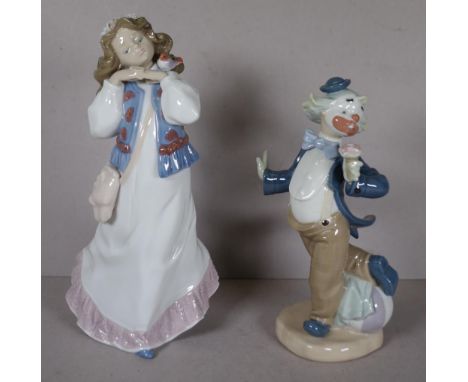 Lladro 'Dream Of A Summer Past' figurine #6401, 24.5cm high and a Nao clown figurine