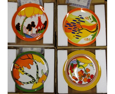 Four Wedgwood Clarice Cliff collectors plates limited edition of Wedgwood 'Bizarre' ceramic plates, including 'Summerhouse,' 