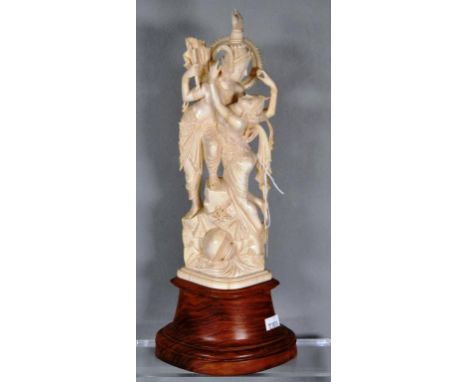 Early Indian ivory Krishna & Paramour Radha figure C1900's, height 13cm approx, This item may not be exported without CITES d