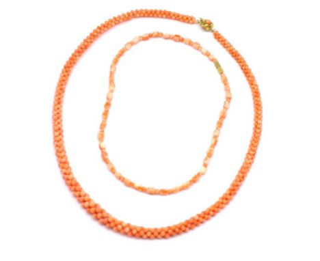 Two coral bead necklaces