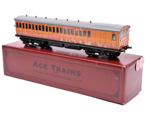 An Ace Trains O gauge Metropolitan Railway EMU driving car in brown livery. Third Class with cab and luggage compartment. For