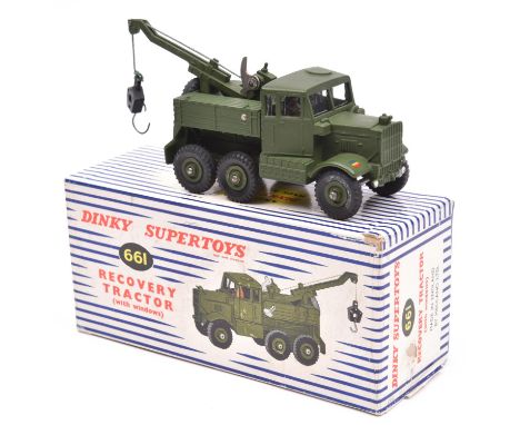 Dinky Supertoys Recovery Tractor (661). In olive green, an example with windows, (window glazing), complete with line and hoo